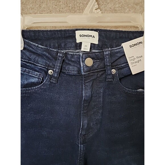 Sonoma Curvy High Rise Straight Jeans Womens 2 Blue Dark Wash Stretch NEW - Picture 4 of 10